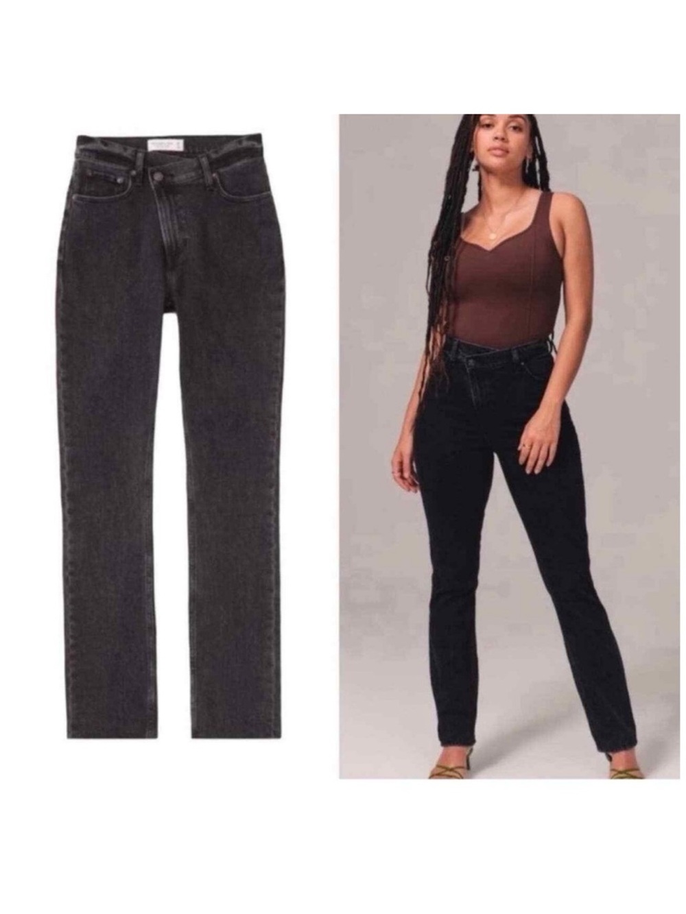 Abercrombie & Fitch The 90s Slim Straight Ultra High Rise Jeans in Black Size 31